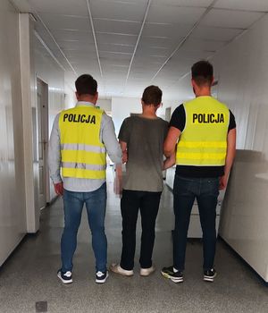 policjanci w kamizelkach z napisem POLICJA.