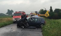 służby ratunkowe pracujące na miejscu wypadku drogowego