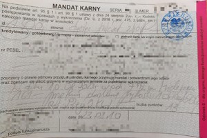 zdjęcie mandatu karnego za przekroczenie prędkości.