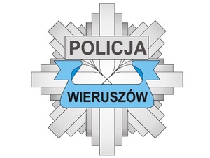 widzimy policyjną odznakę i napis Policja Wieruszów,