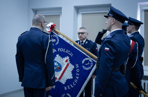 uroczysta zbiórka z okazji zdania i objęcia stanowiska Komendanta Powiatowego Policji.