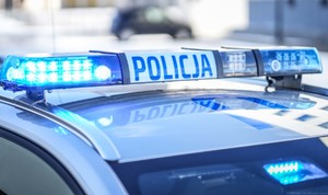 Napis Policja na belce radiowozu.