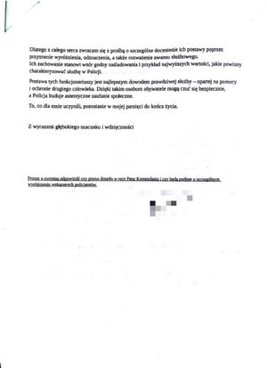 Treść podziękowań.