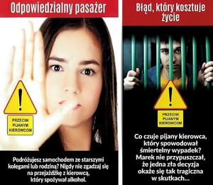 plakaty promujące trzeźwość za kierownicą