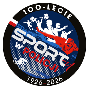 logo z napisem sport 100 lecie w policji.