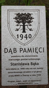 Tablica upamiętniająca  st. posterunkowego Stanisława Bąka